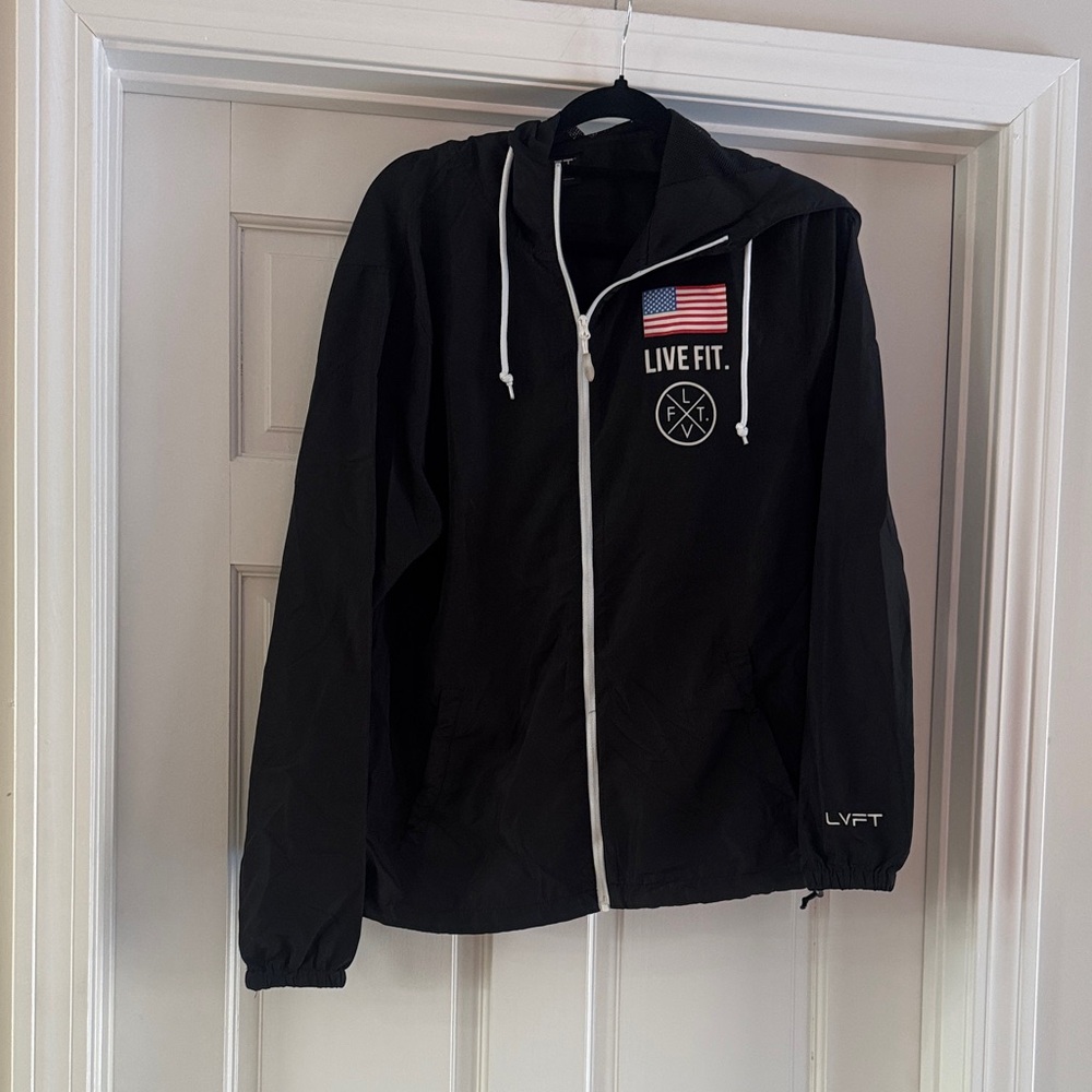 Live Fit Lightweight Windbreaker Style Workout Black Men's Jacket late 2010s
